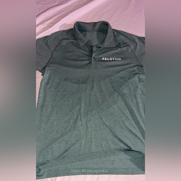 lululemon athletica Other - Lululemon Peloton Polo Shirt Mens Large Short Sleeve Green Logo Metal Vent Tech